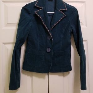 Dark Teal Corduroy Cropped Blazer/Jacket